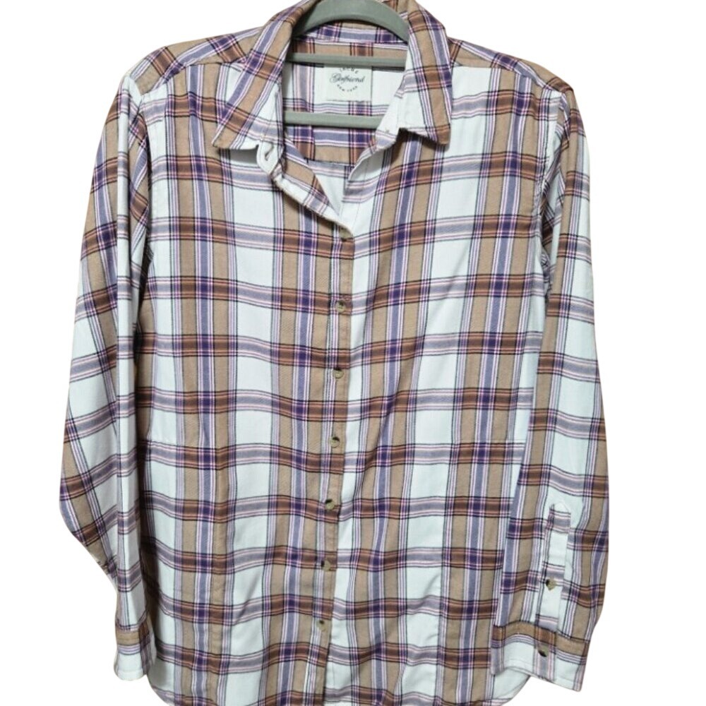 Jachs‎ Girlfriend New York Plaid Button Down Shirt Size L Casual Long Sleeve